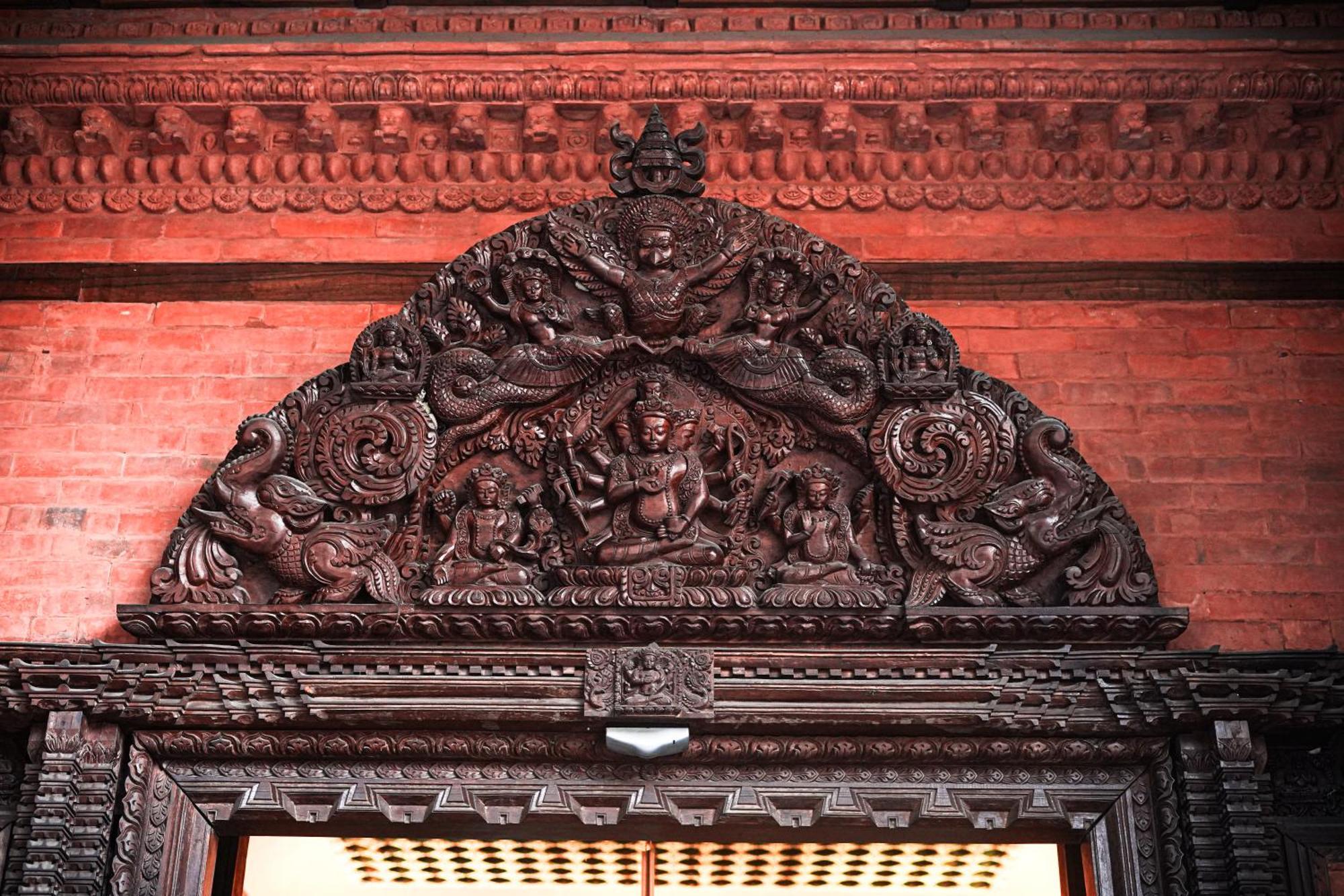 Basera Boutique Hotel 카트만두 외부 사진 The lintel of the door of the temple